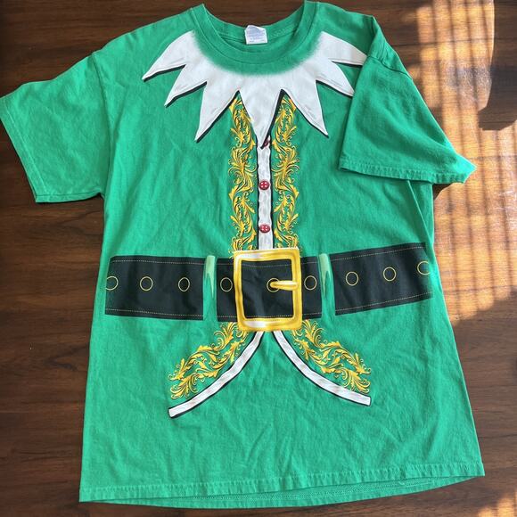 Elf Costume Short Sleeve T-shirt Green Sz L Holidaycore Kidcore Funcore Festive - Picture 1 of 6
